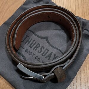Thursday Men's Classic Dark Olive Suede Leather Belt